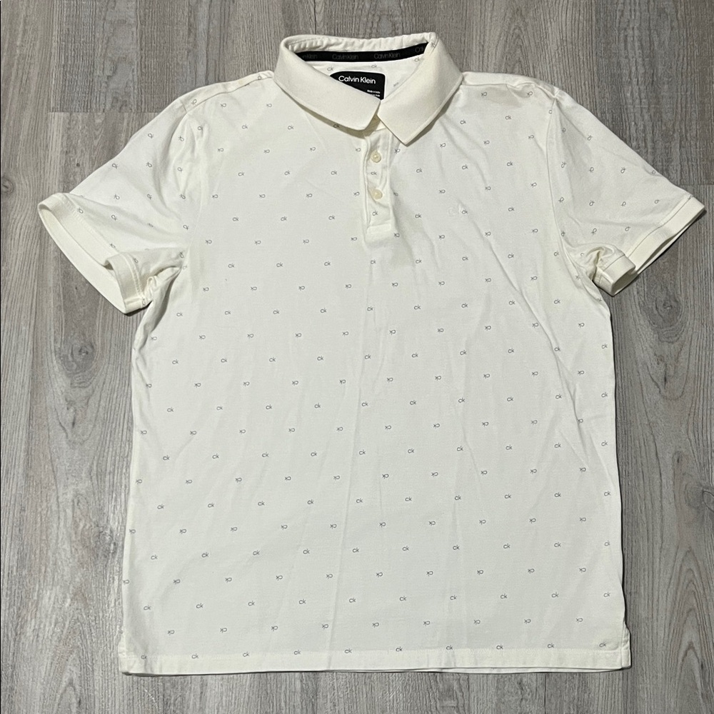Calvin Klein Men's Polo Shirt Monochrome Logo Short Sleeve Collar